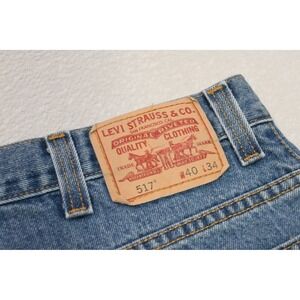 Levi's 517 Cut Off Denim Shorts Mens 40 Blue Rugged Frayed Raw Hem Jorts